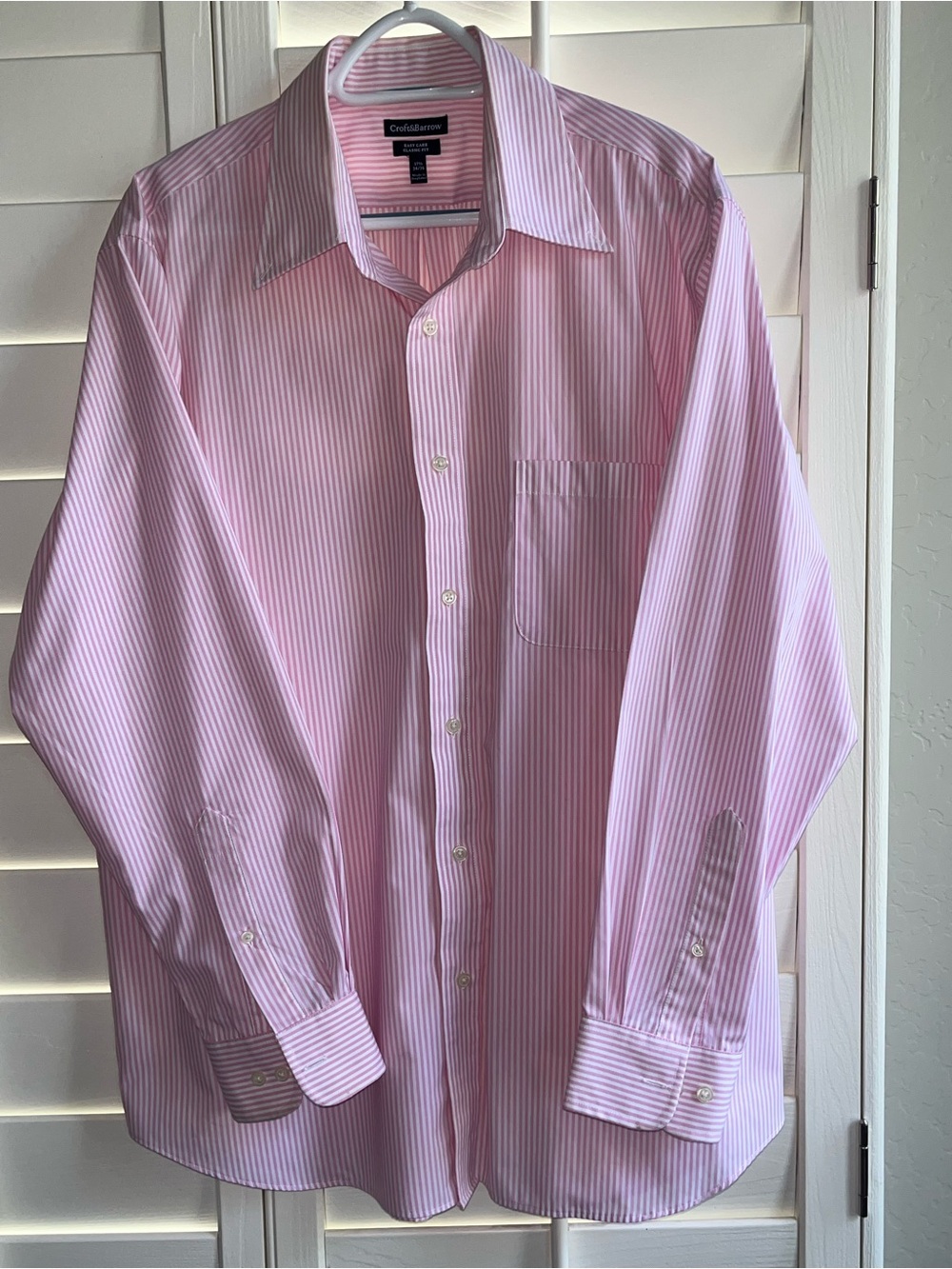 croft & barrow Pink and White Striped Men’s Dress Shirt